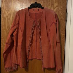 Vintage Red Fringe Jacket size L