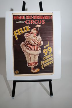 Vintage Ringling Bros Circus Poster Felix Clown 1970s Museum Reprint P-10 24x36