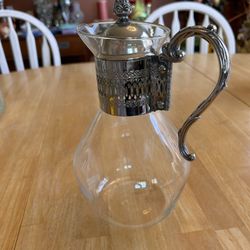 Vintage Silver- Plated And Glass Coffee / Tea Carafe Like. 