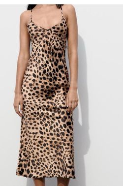 $69❤️ ZARA ZW COLLECTION LEOPARD ANIMAL PRINT  DRESS S XS