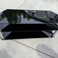 Black Glass 3-Tier TV Stand Media Console