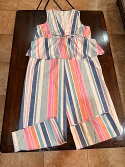 Women’s Striped Two-Piece Top and Pants Set
