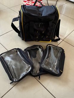 heavy-duty Marscamd Tool Bag with 3 Removable Cases featuring a dual-layer design and front Molle webbing in black with yellow trim.