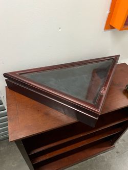 Small triangle glass and wood display case