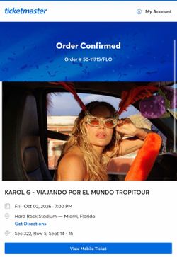 Karol G tickets - Miami, FL 10/3/26