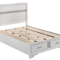 White (w Glitter) Queen Size Bed Frame 