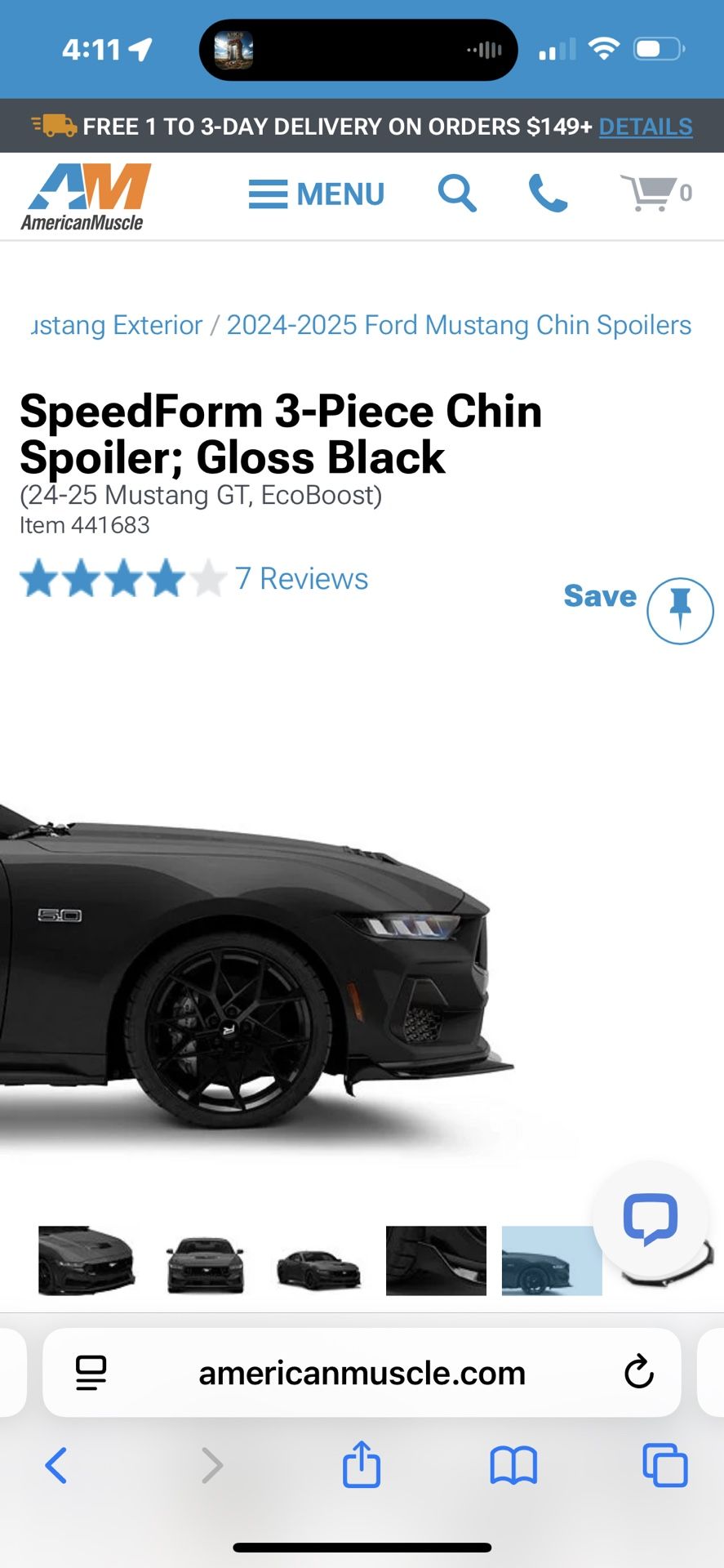 2024-2025 Ford Mustang Chin Spoiler