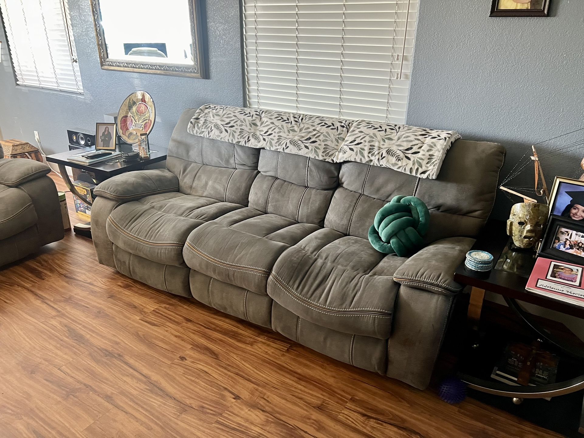 Sofa Recliner Grey Microfiber Power Recliners