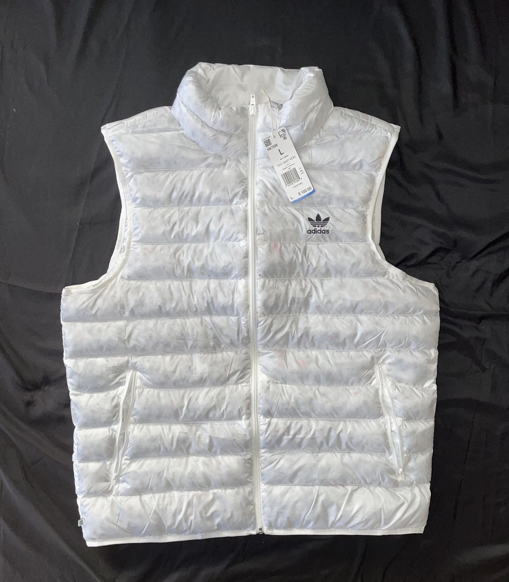 MSRP $100 New adidas Originals White Essential+ SUST Puffer Vest Mens Size Large