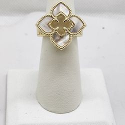 Brand New White Clover Brass Ring 