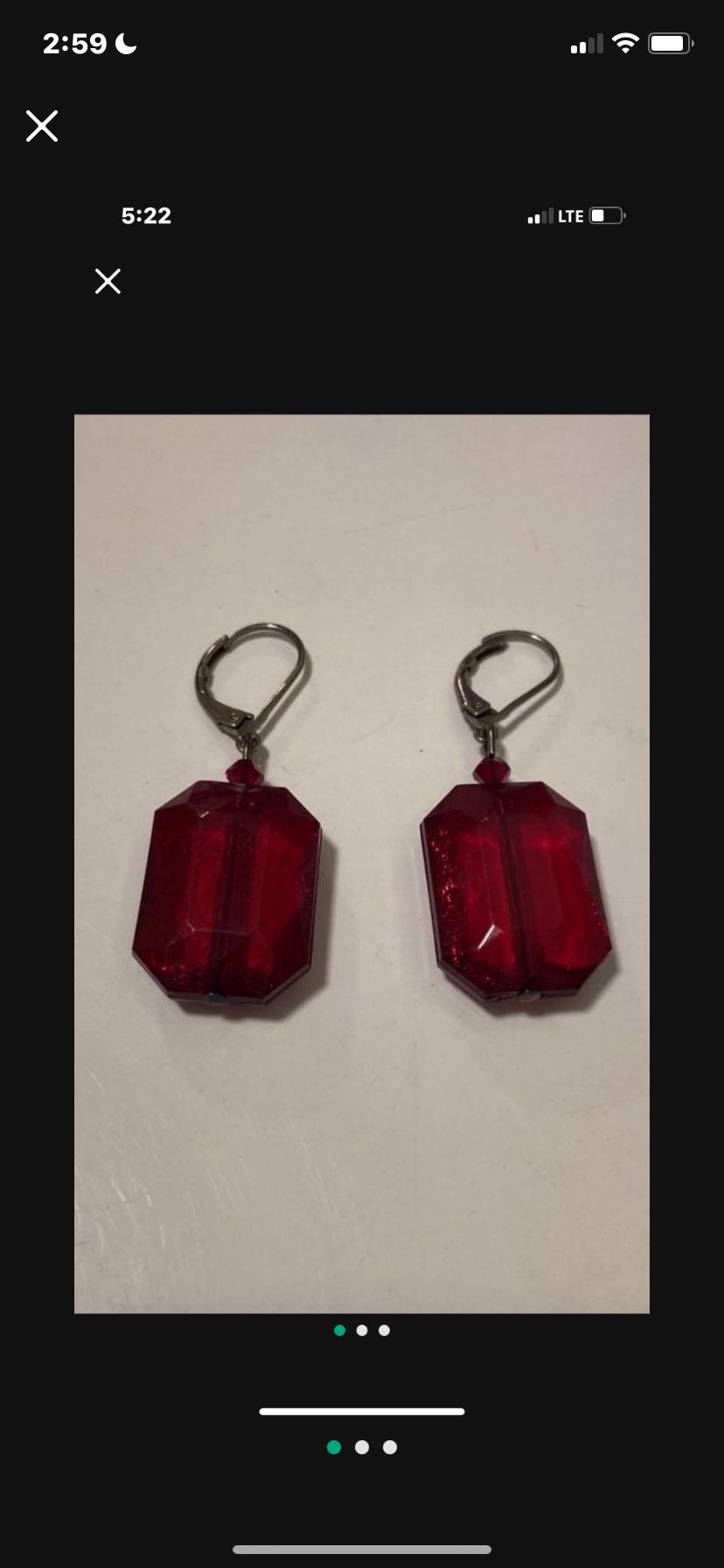 Vintage Costume Ruby Earrings