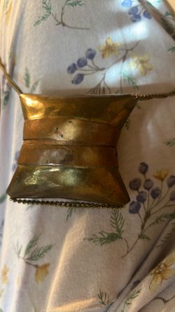Antique coin purse necklace copper and brass