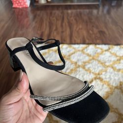 Heels Size 7 Black with Silver diamond 