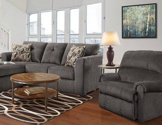 Beautiful grey couch with recliner!