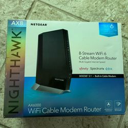 NETGEAR Nighthawk Cable Modem with Built-in WiFi 6 Router (CAX80) - Compatible All Major Providers incl. Xfinity, Spectrum, Cox | Plans Up to 6Gbps AX
