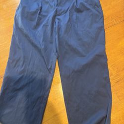Nike Golf Chino Pants Khaki Pleated Front Mens Size 38 Navy Blue Casual 848270-235