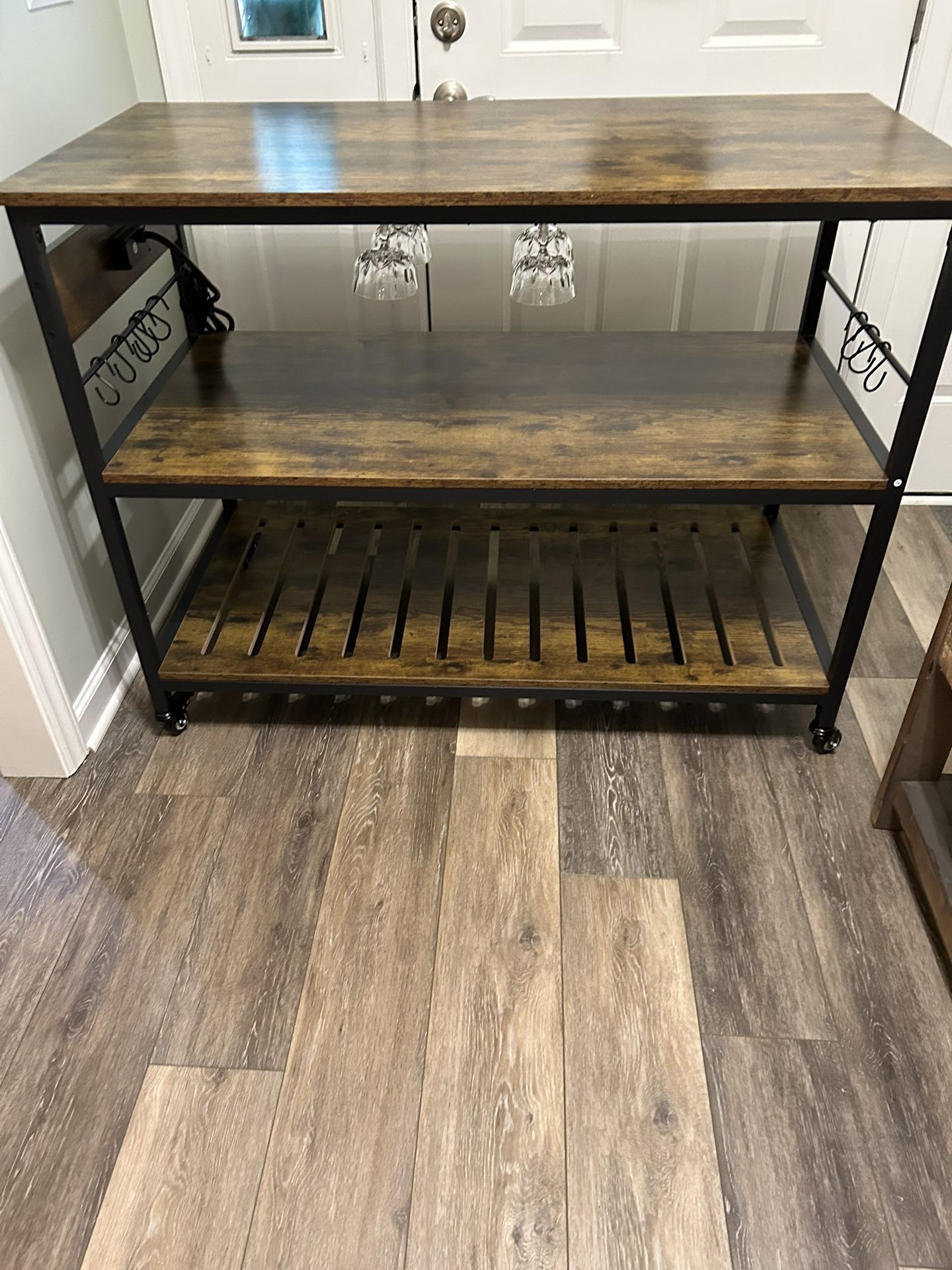 Rolling Cart Kitchen Island Coffee Bar