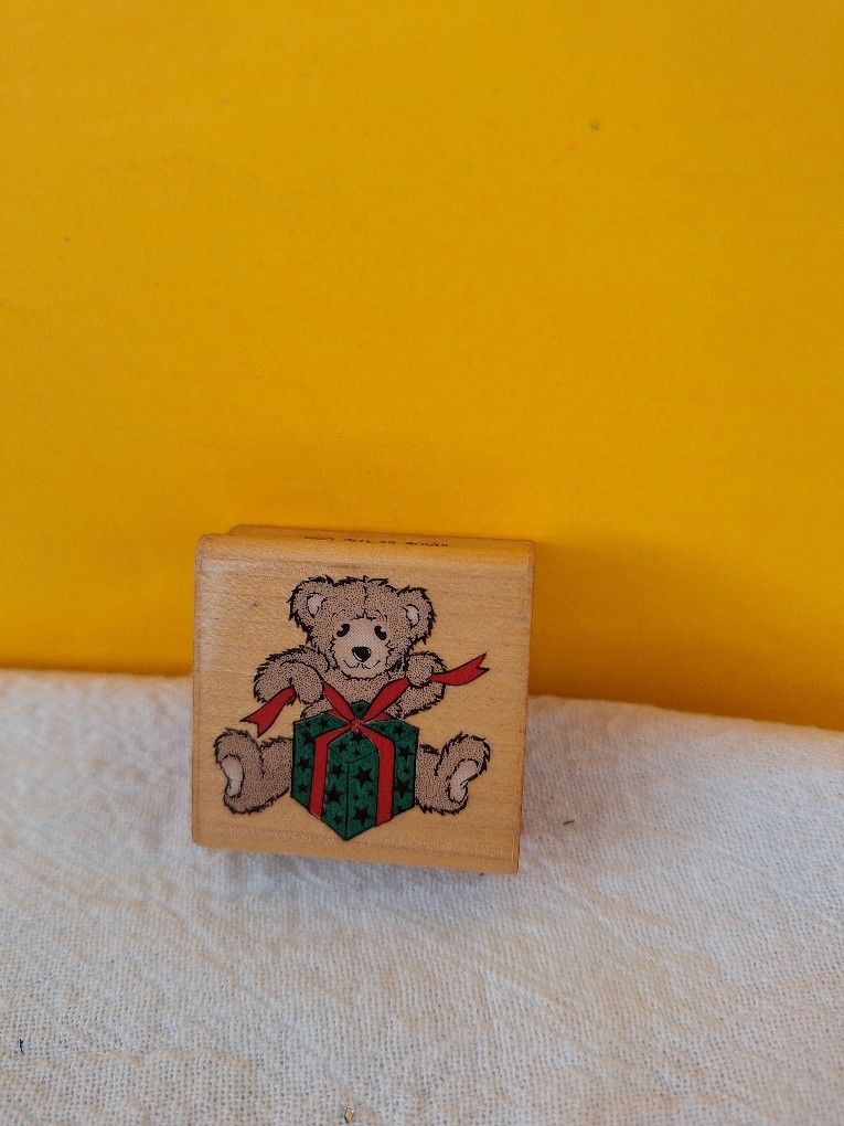 #545 Bear /W Package Rubber Stamp-$8.00