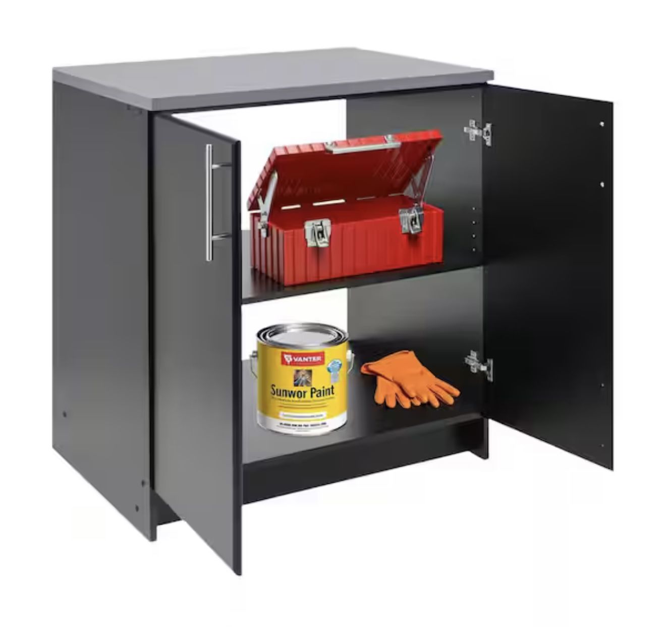 Wood Freestanding Garage Cabinet in Black