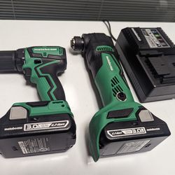 Metabo (Hitachi) Drill, Multi Tool, 2- 3.0 ah Batteries & Charger