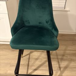 4 Modern Emerald Green Velvet Bar Stool / Counter Chair