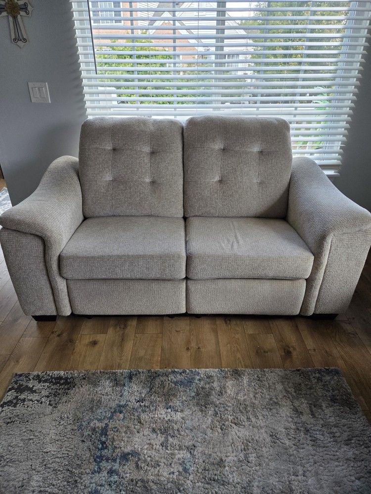 Neutral Reclining Electric Couch And Loveseat