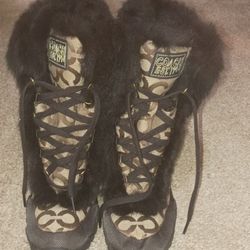 Coach Winter Boots Real Rabbit Fur 