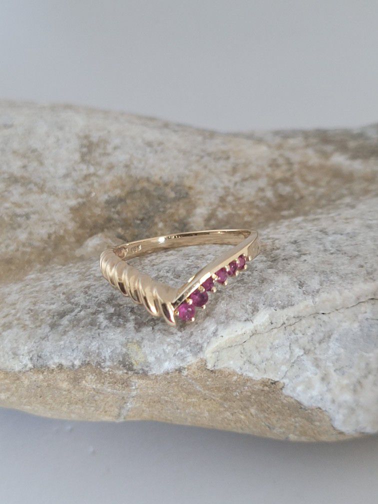 ⛔RESERVED,⛔14k Size 6.75 Beautiful Solid Yellow Gold Ruby Tiara Design Ring!/Anillo de oro con rubíes!👌🎁🥰Post Tags: Anillo de oro