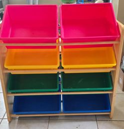 Toy Bin Storage Shelf Wood