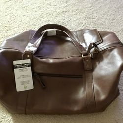 Dark Brown Genuine Leather Travel Bag
