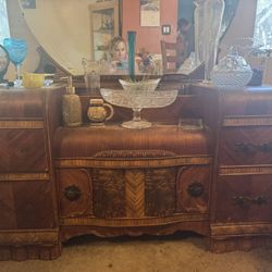 Antique Dresser With Large Mirror