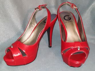 G by Guess ~~ Red Women'S size 7M Cathy Slingback Platform Pumps