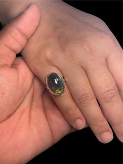 5 Ct Natural Ethiopian Opal Ring 925 Sterling Silver Size 4.2 Oval Cabochon