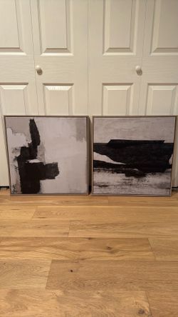 Threshold Framed Printed Canvas Neutral Black Wall Art 24” W x 24” H