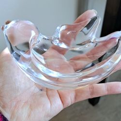 Vintage Vannes le Chatel Glass Bird Trinket Dish