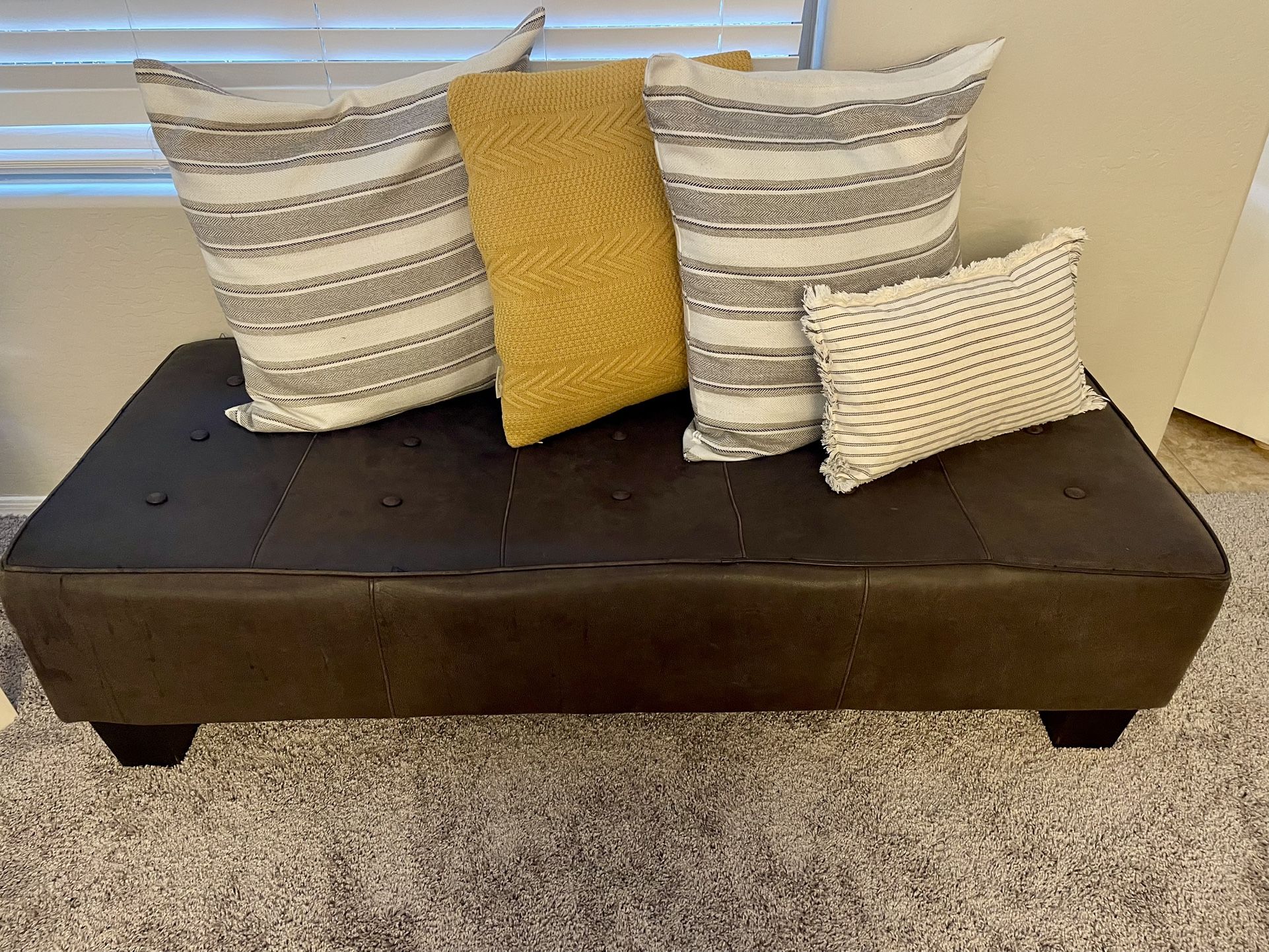 Leather ottoman Bench Seat