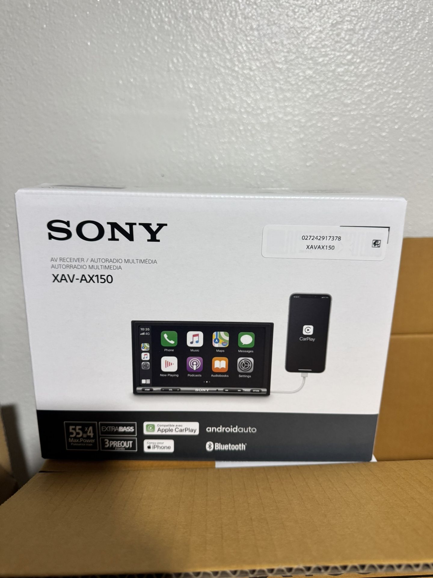 Sony XAV-AX150-Apple CarPlay/Android Auto-7" Touchscreen-Double-DIN In-Dash Unit-55 Wattsx4 New