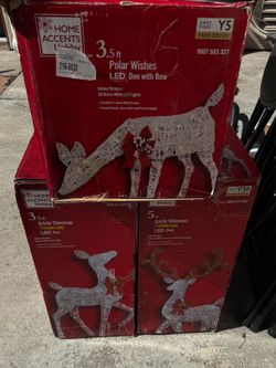X3 reindeer lawn decor