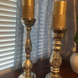 Silver Candle Holders W/ Candles