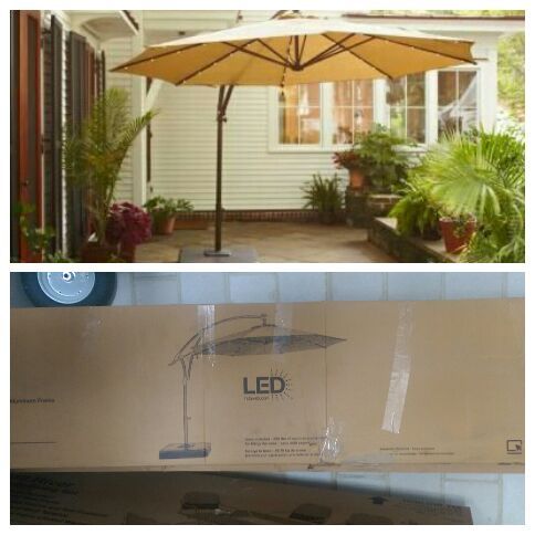 Hampton Bay�11 ft. Offset LED Patio Umbrella in Tan