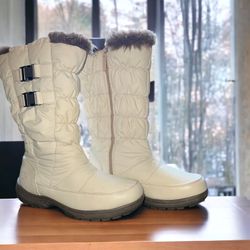 Totes Off White Cream Faux Fur Trimmed Womens All Weather Boots Size M 9