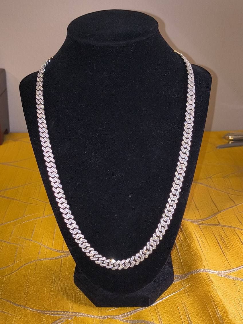 Sterling Silver “Diamond” Encrusted Chain
