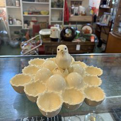 10x6 antique vintage glass egg or deviled egg holder. 25.00.  Johanna at Antiques and More. Located at 316b Main Street Buda. Antiques vintage retro f