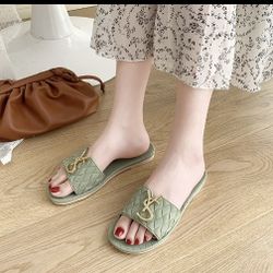 Slippers Women's Sandals On Gold Metal Decorations