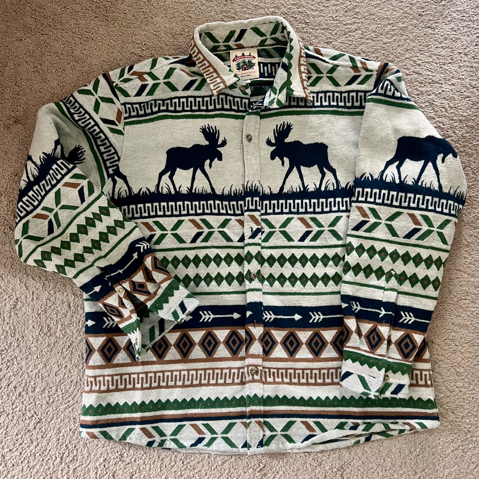 Kiel James Patrick Great Moose Cozy Cabin Flannel 100% Cotton Shirt Jacket XXL