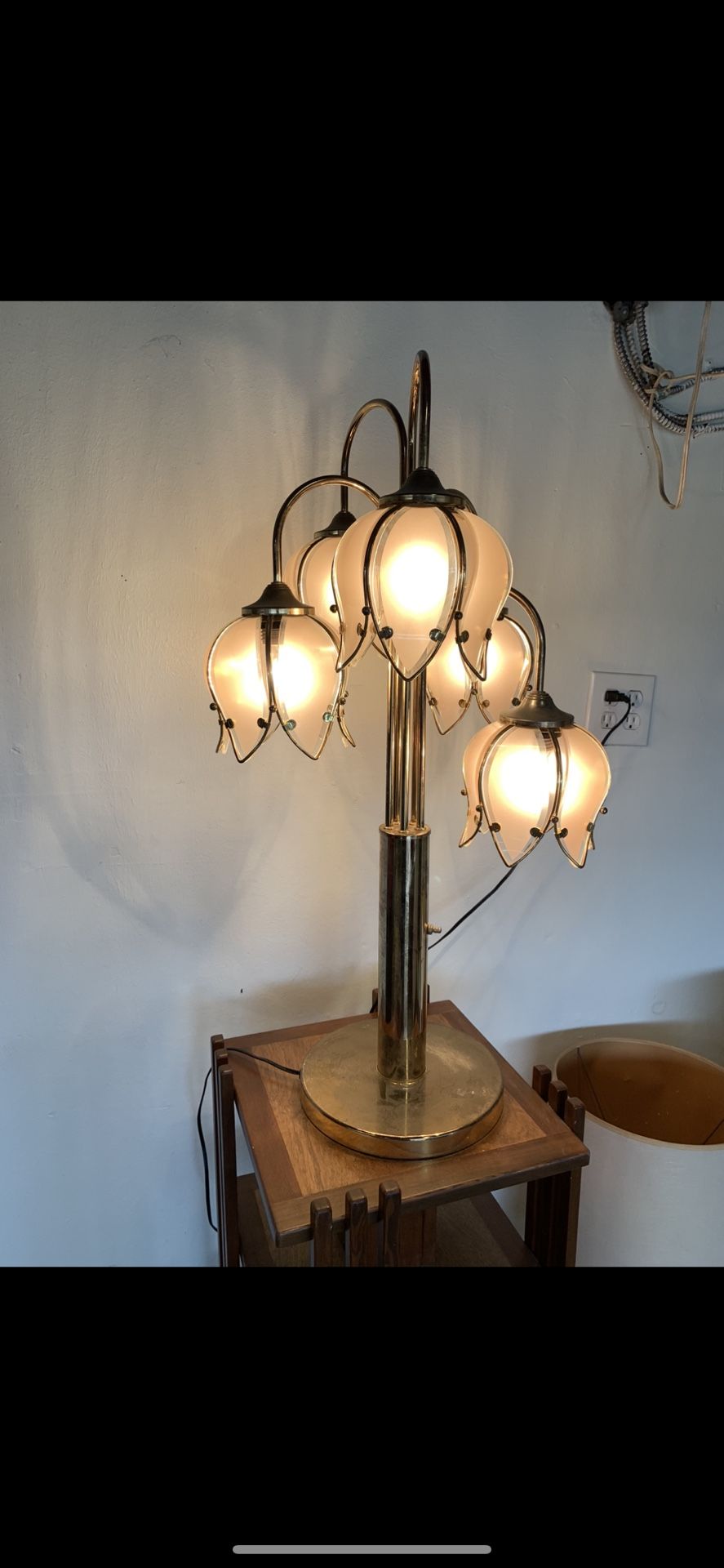 Vintage brass tulip lamp