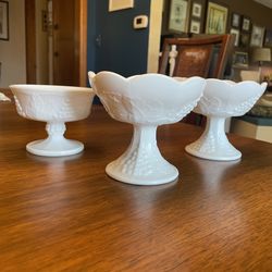 Vintage Colony Harvest Milk Glass  Candle Holders