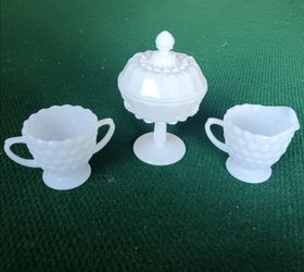 Vintage Milk Glass 3 PC Set Beautiful!