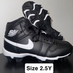 Jordan 1 Mid Football Cleat Size 2.5Y New No Box