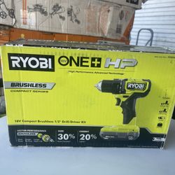 RYOBI ONE+ HP 18V Brushless Cordless Compact 1/2 in. Drill/Driver Kit with (2) 1.5 Ah Batteries, Charger and Bag